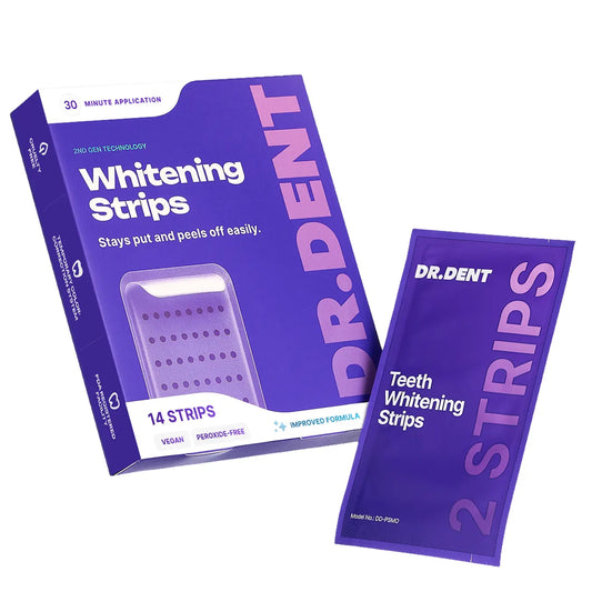 Transform Your Smile with DRDENT Enamel-Safe Purple Teeth Whitening Strips - 7/21 Sessions of Non-Sensitive, Peroxide-Free Brilliance