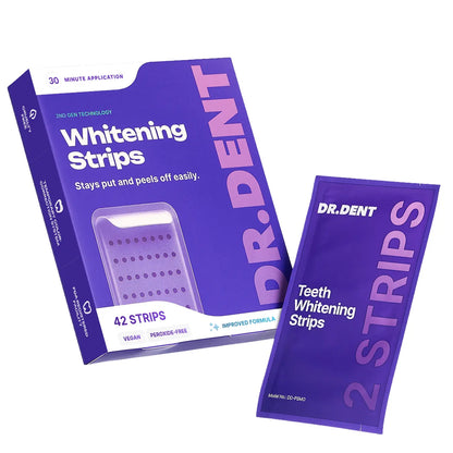 Transform Your Smile with DRDENT Enamel-Safe Purple Teeth Whitening Strips - 7/21 Sessions of Non-Sensitive, Peroxide-Free Brilliance
